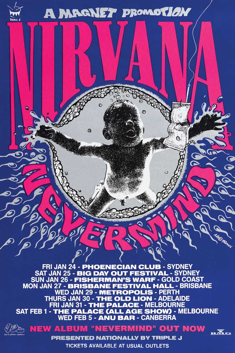 Poster Nirvana Nevermind Australian Tour